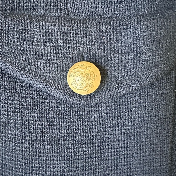 Bloomingdale’s 100% wool black blazer – gold buttons, fringe trim, Petite Small - Picture 5 of 7